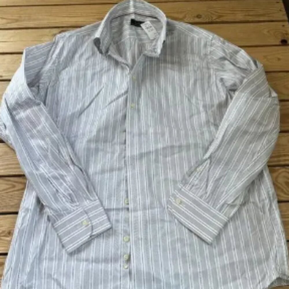 NWT $220 Eton Button Down Dress Shirt Size 18.5 Men’s White Black